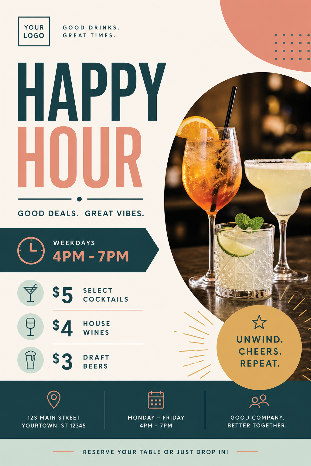 Happy Hour Flyer — modern style flyer