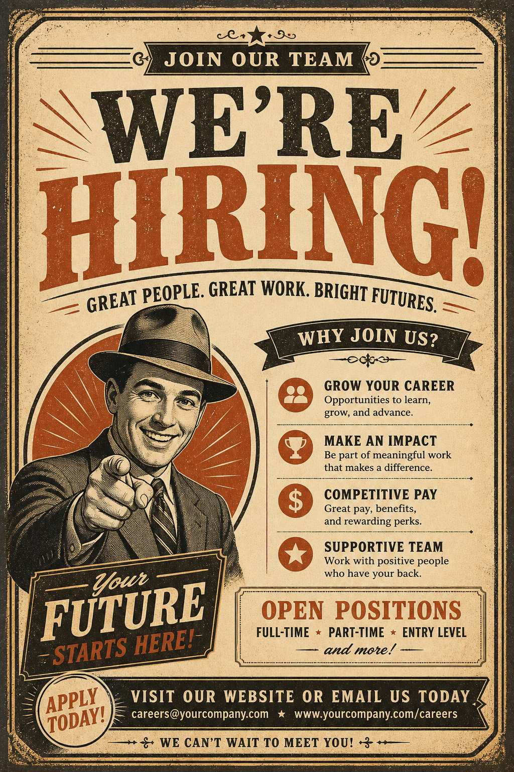 Hiring Flyer — vintage style flyer