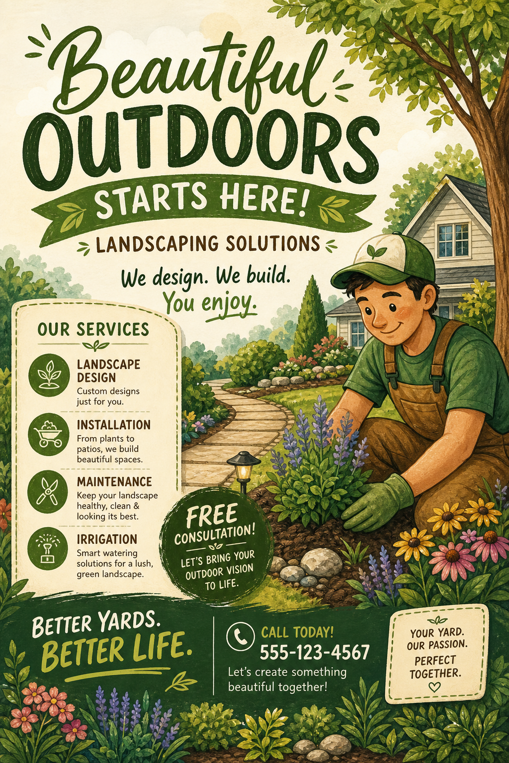 Landscaping Flyer — illustration style flyer
