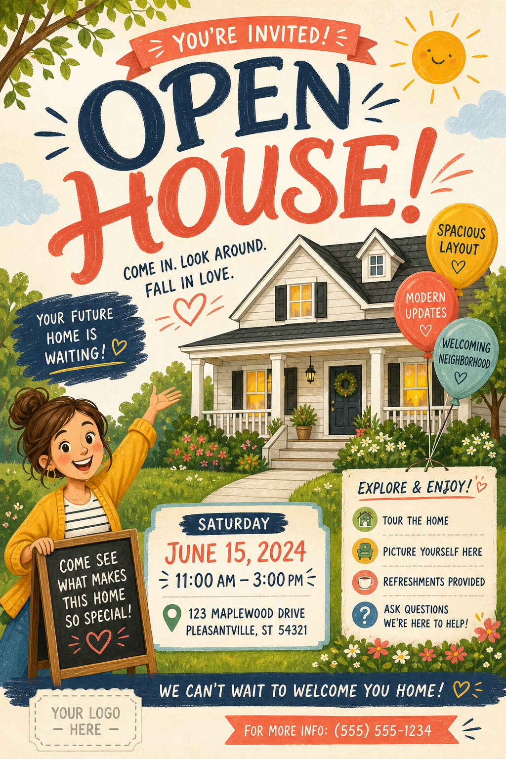 Open House Flyer — illustration style flyer