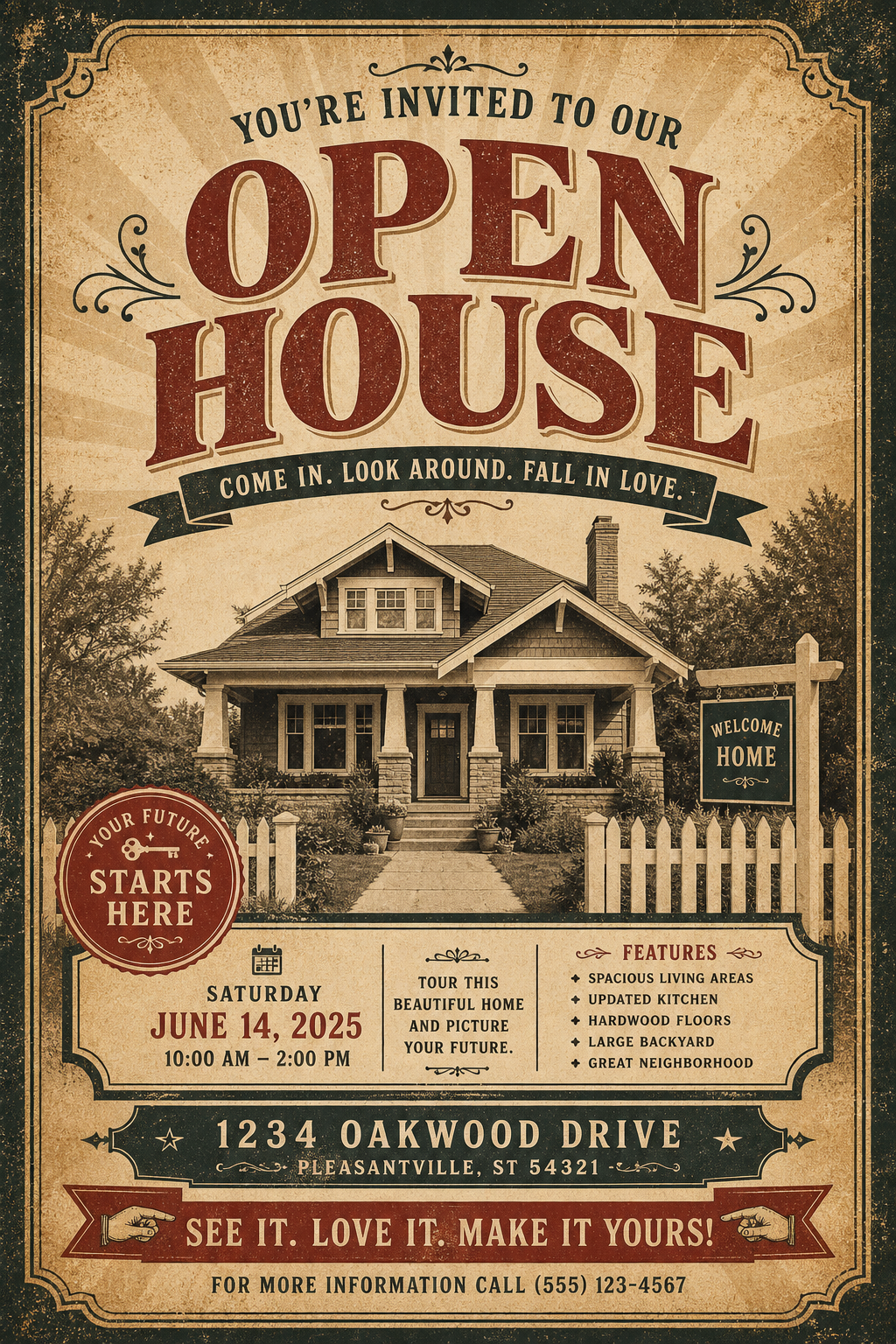 Open House Flyer — vintage style flyer