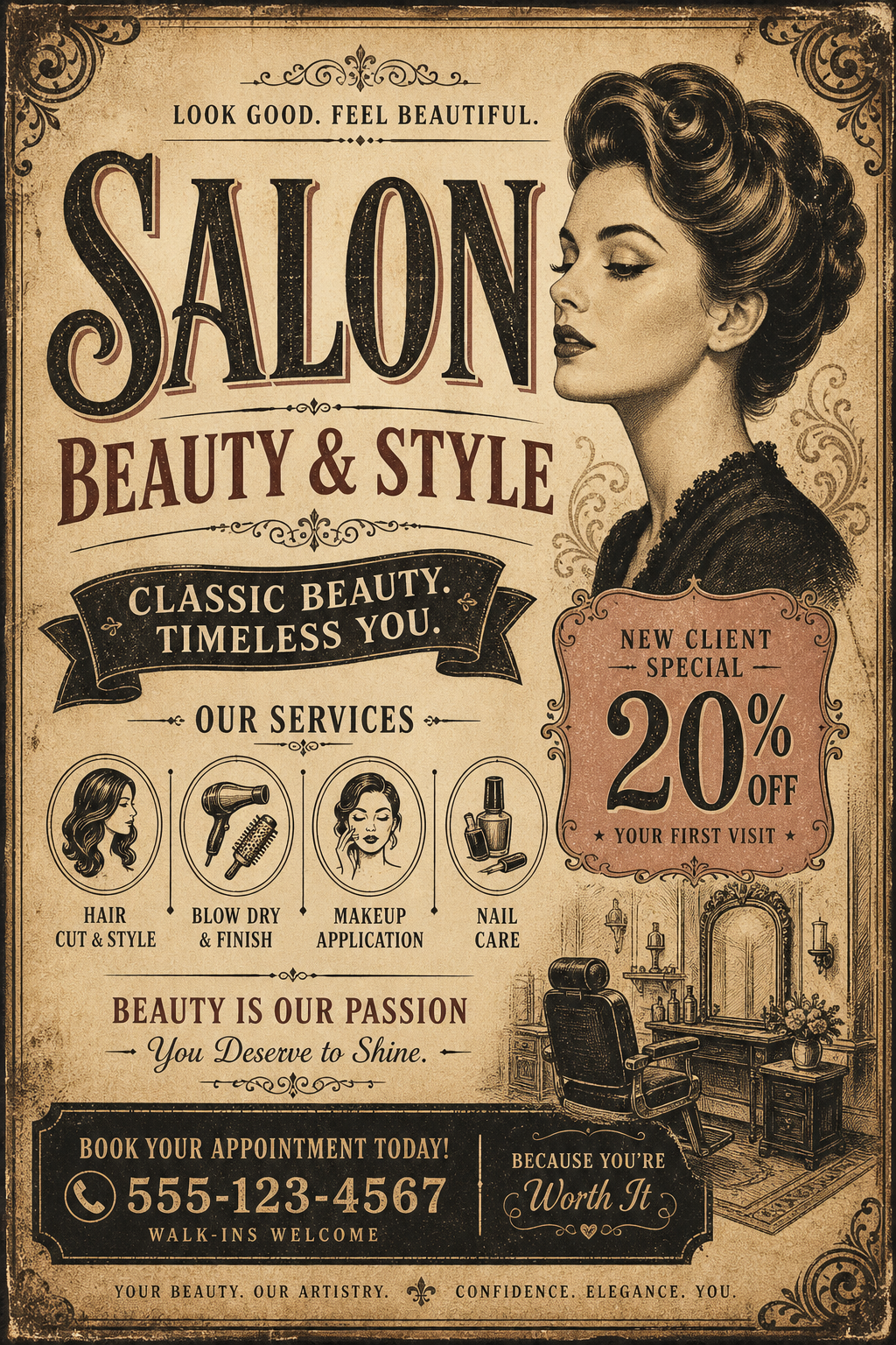 Salon Flyer — vintage style flyer