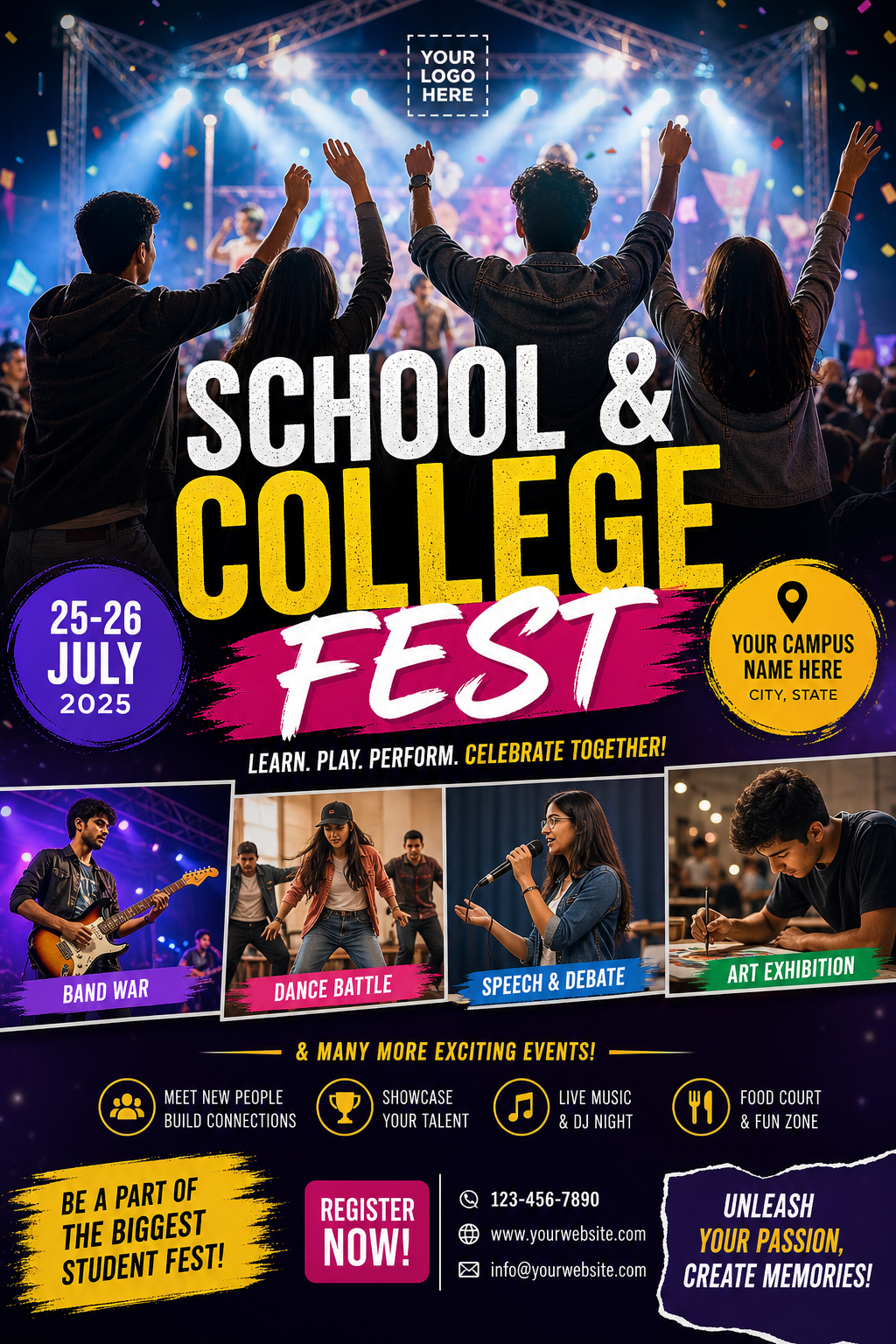 School &amp; College Fest Flyer — photo-realistic style flyer