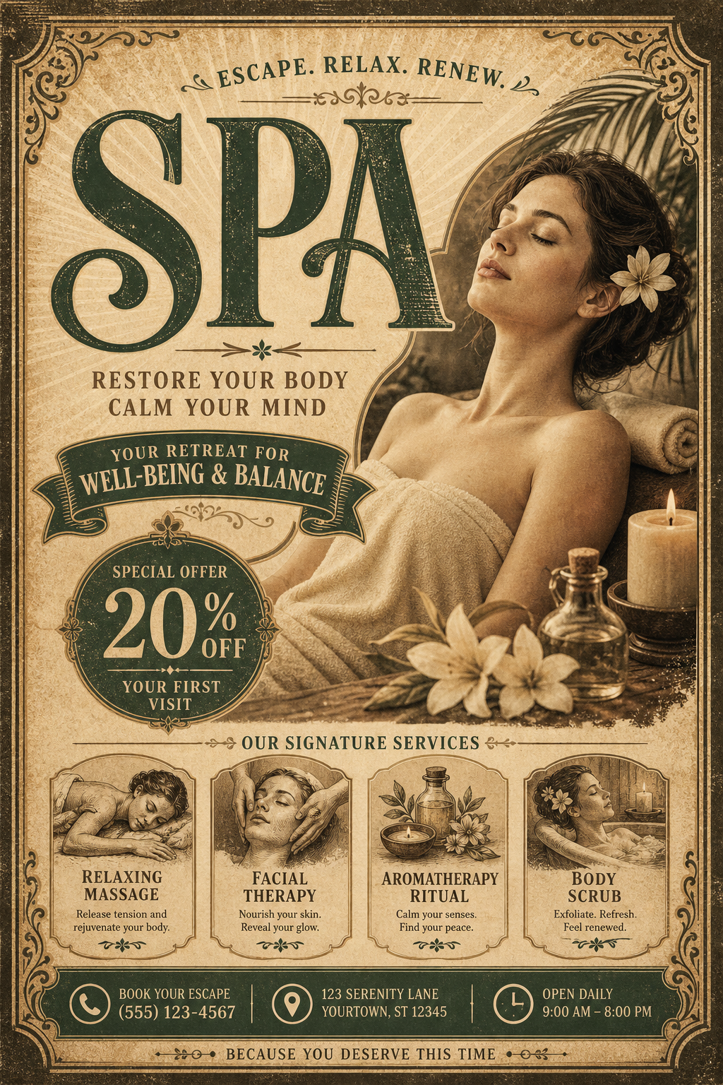 Spa Flyer — vintage style flyer