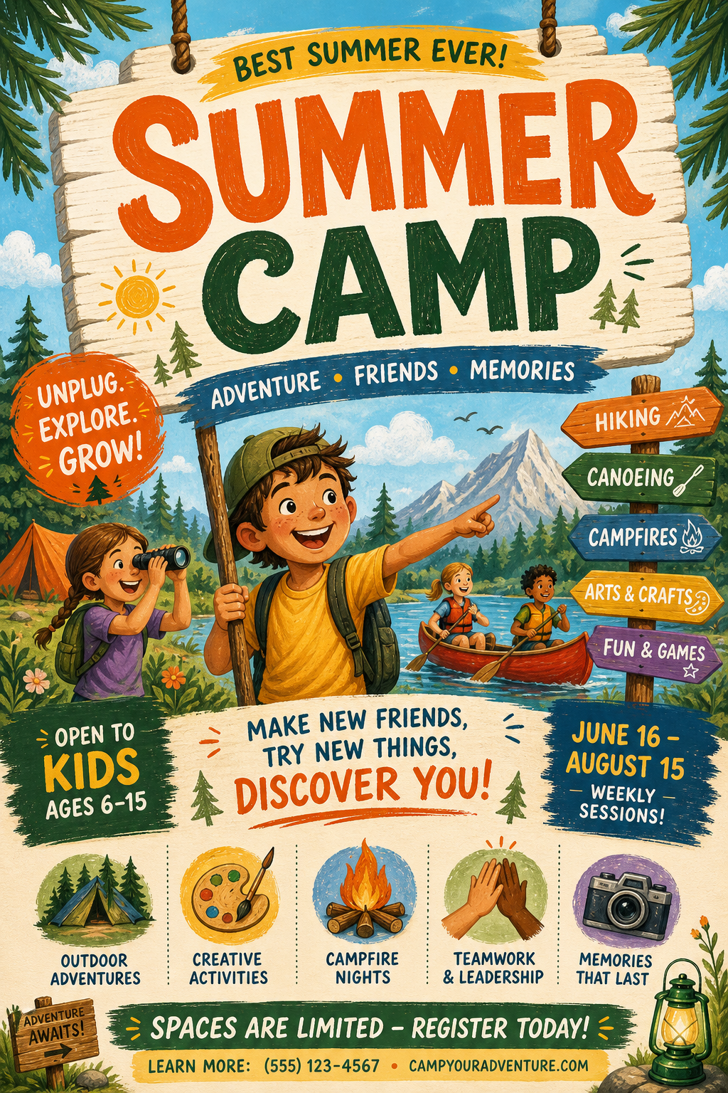 Summer Camp Flyer — illustration style flyer