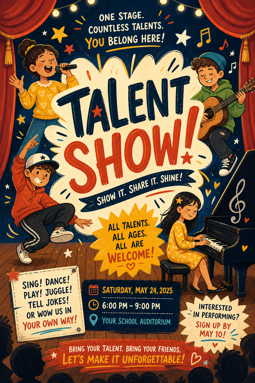 Talent Show Flyer — illustration style flyer