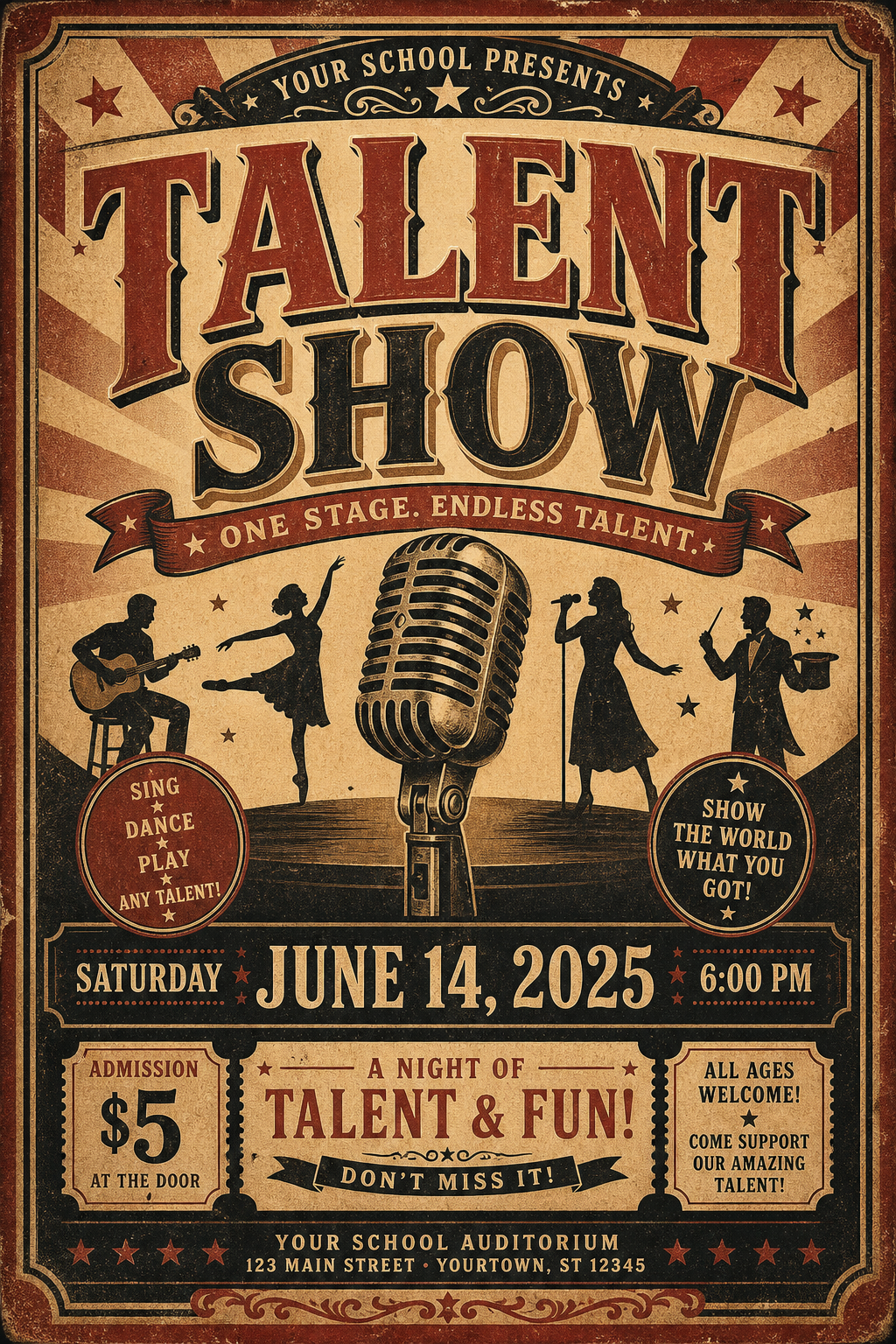 Talent Show Flyer — vintage style flyer