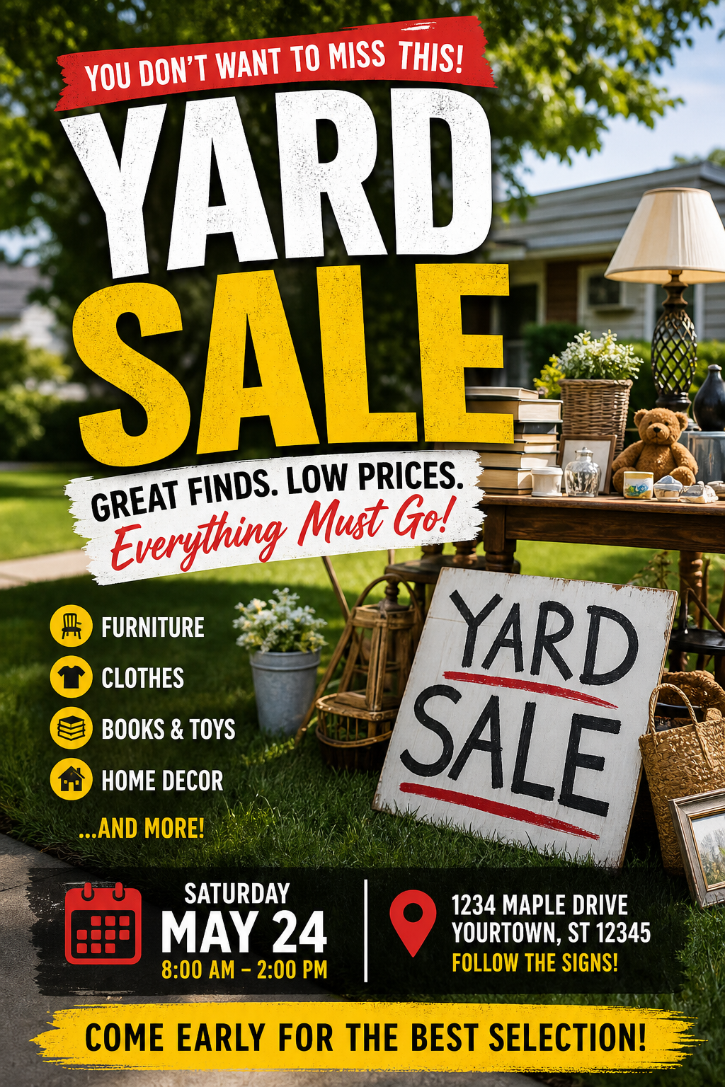 Yard Sale Flyer — photo-realistic style flyer