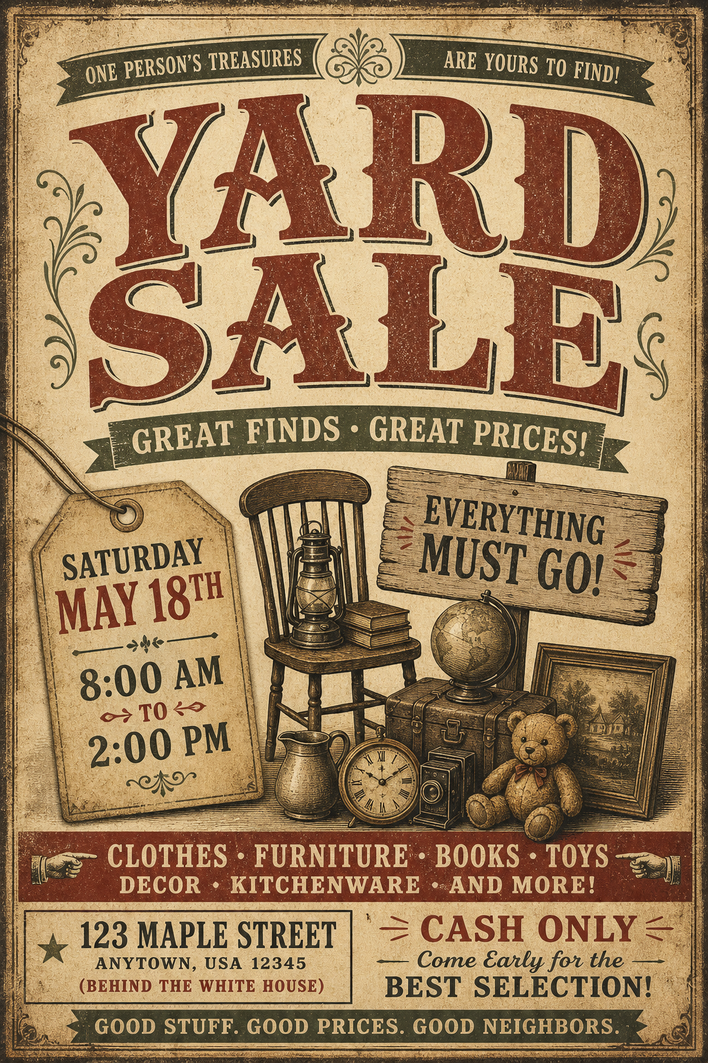 Yard Sale Flyer — vintage style flyer