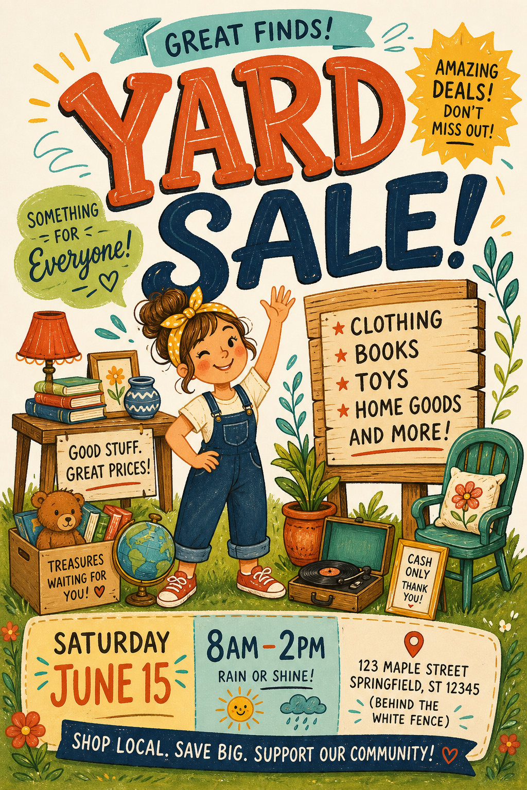 Yard Sale Flyer — illustration style flyer