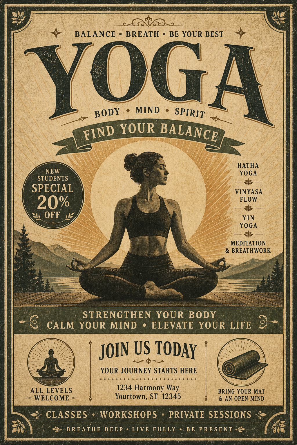 Yoga Flyer — vintage style flyer