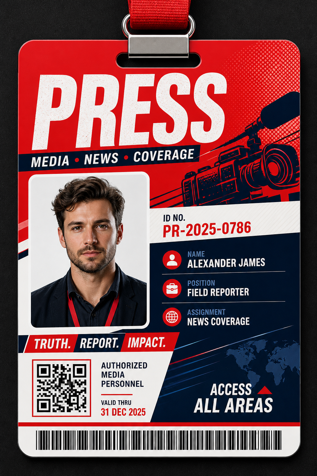 Press ID Card — vibrant style id card