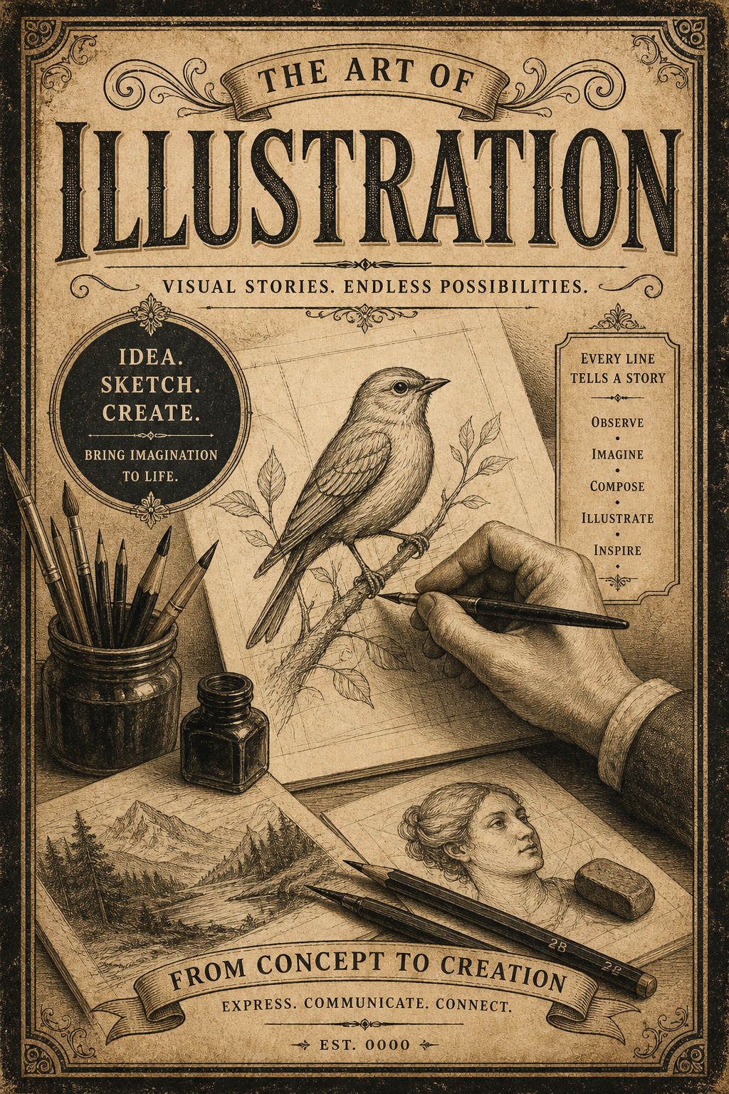 Illustration — vintage style illustrations