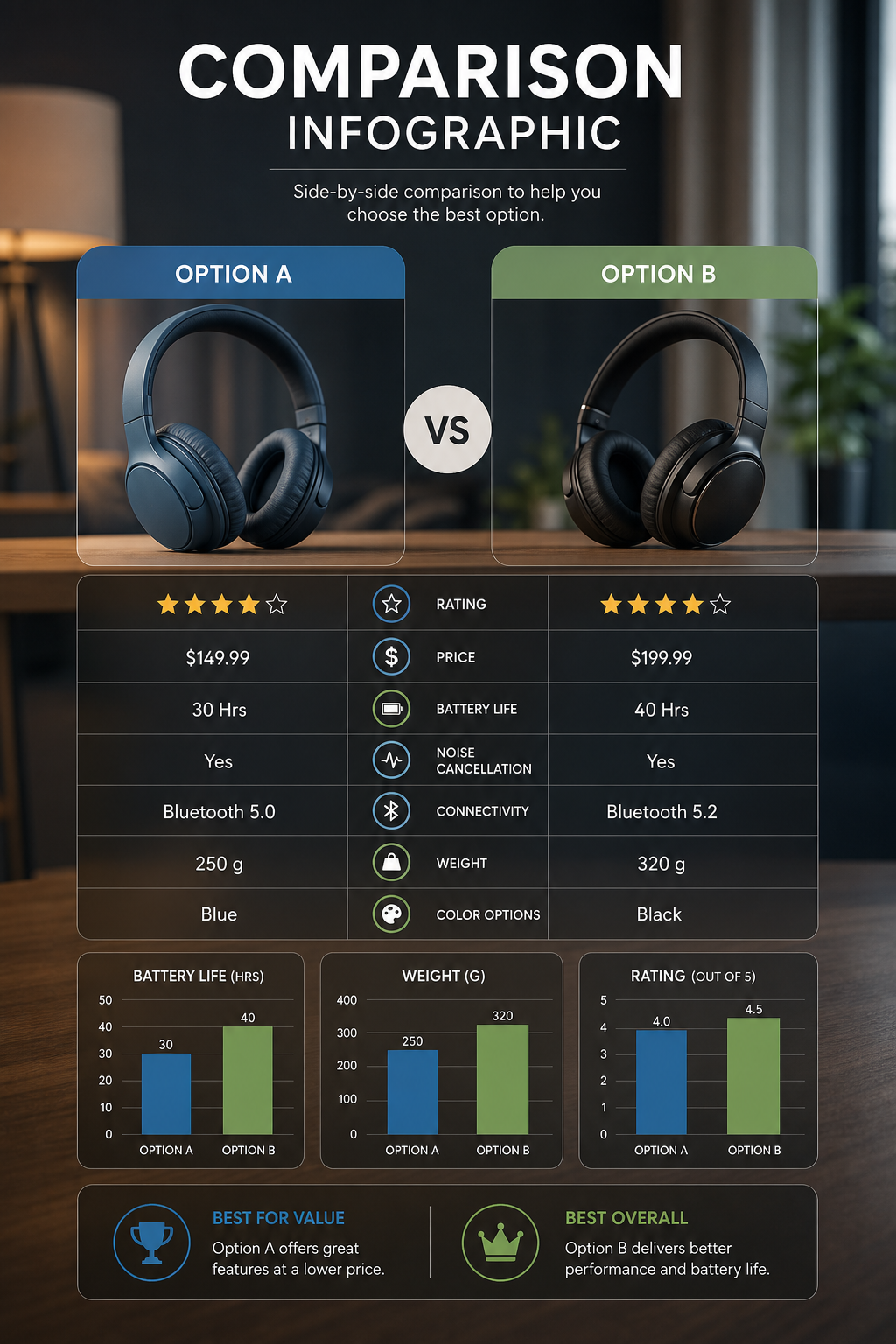 Comparison Infographic — photo-realistic style infographic