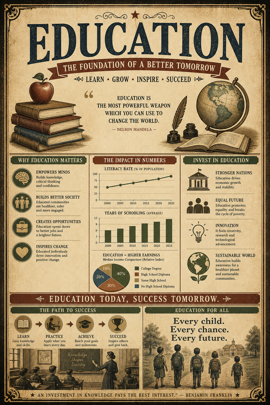 Education Poster — vintage style infographic