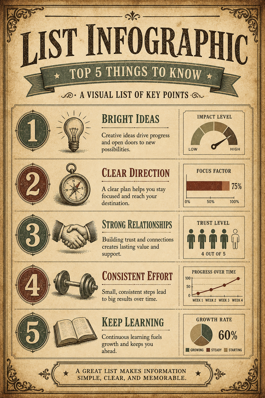 List Infographic — vintage style infographic