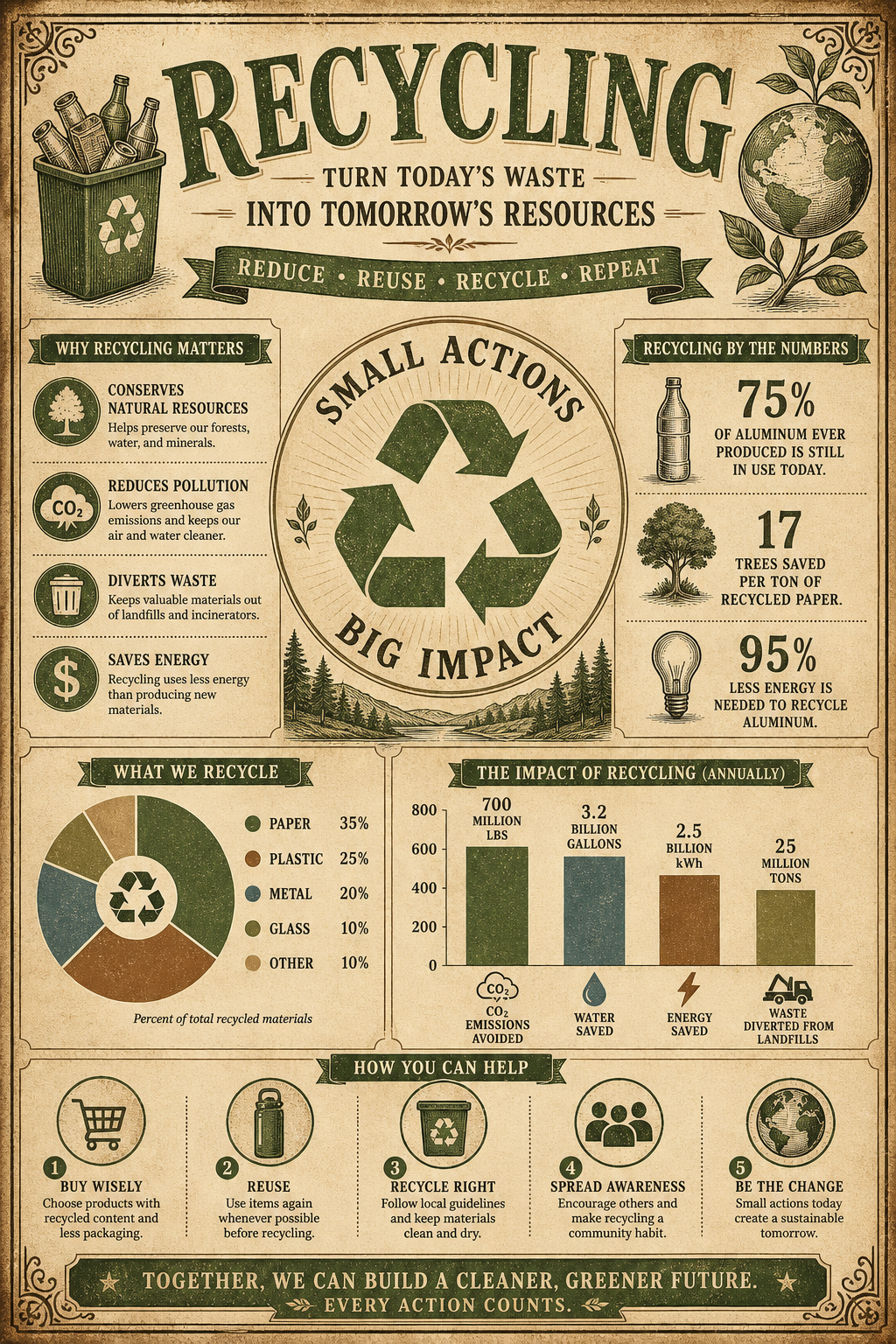 Recycling Infographic — vintage style infographic