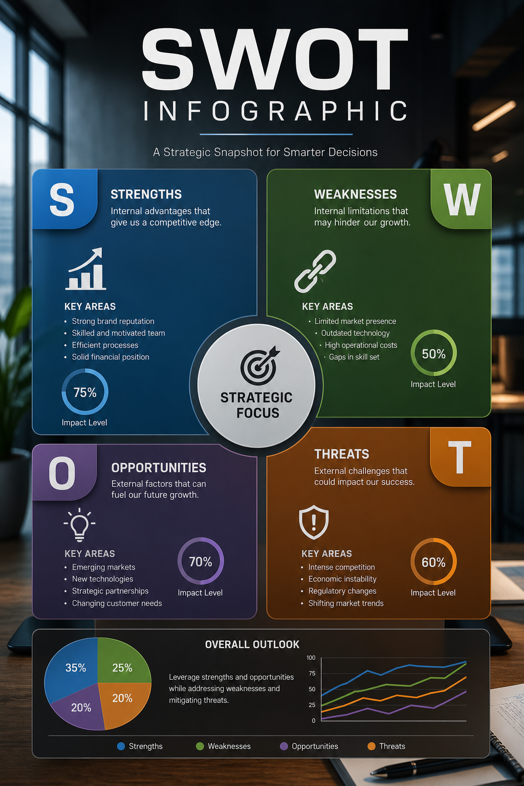 SWOT Infographic — photo-realistic style infographic