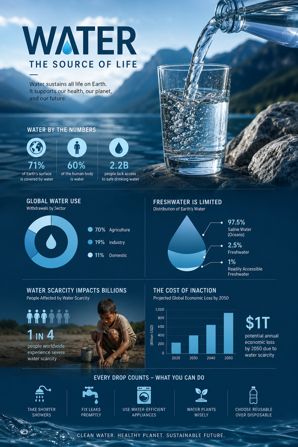 Water Infographic — photo-realistic style infographic