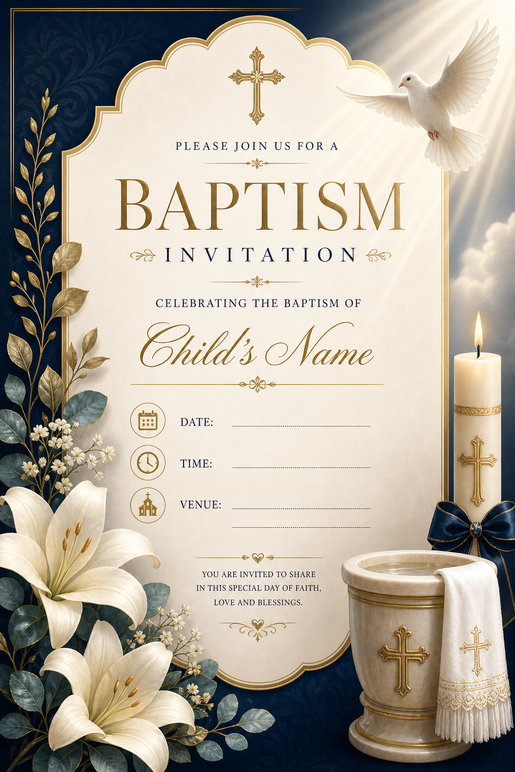 Baptism Invitation — elegant style invitation card