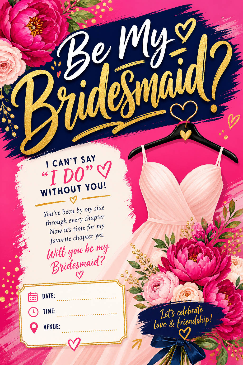 Be My Bridesmaid Invitation — vibrant style invitation card