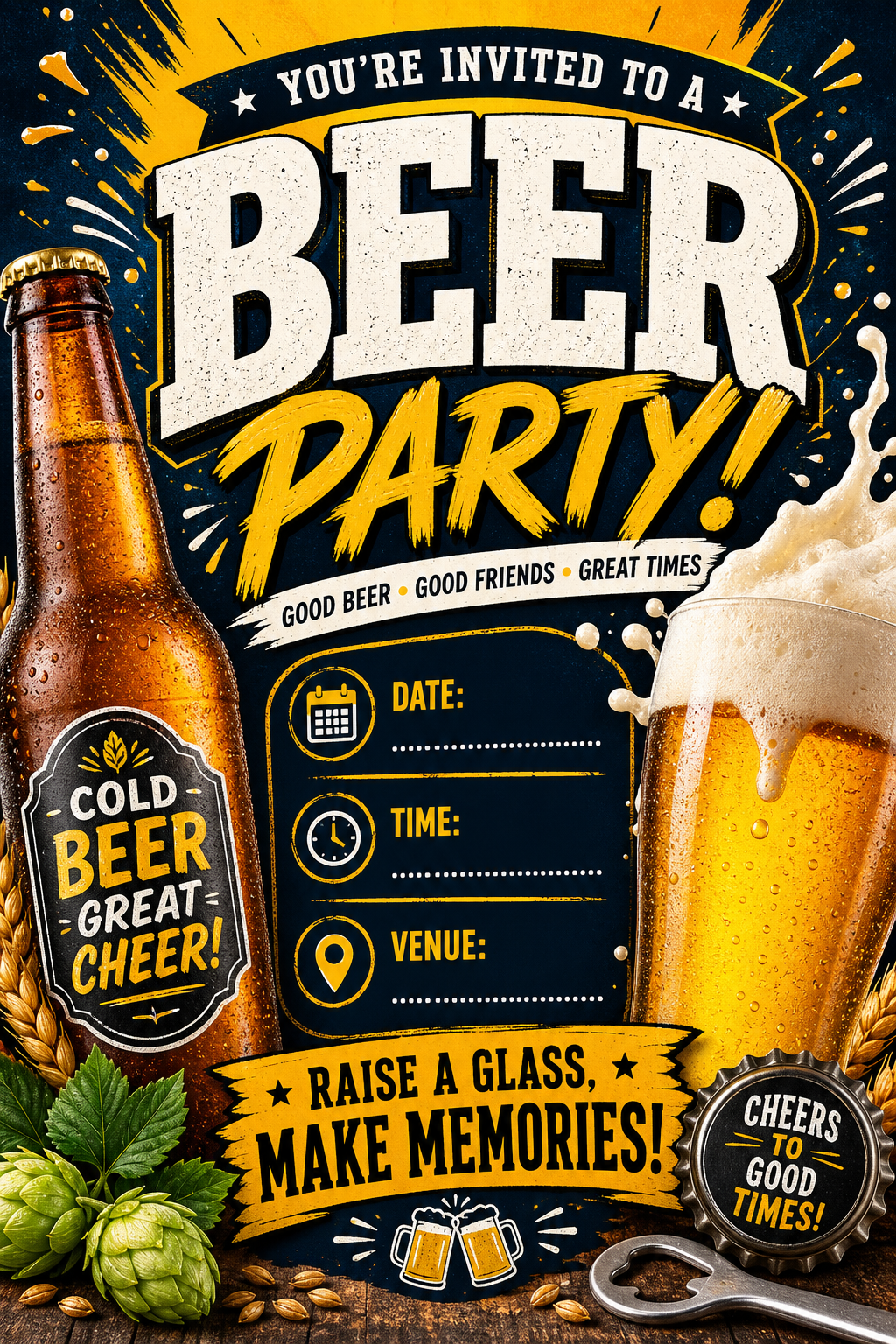Beer Invitation — vibrant style invitation card
