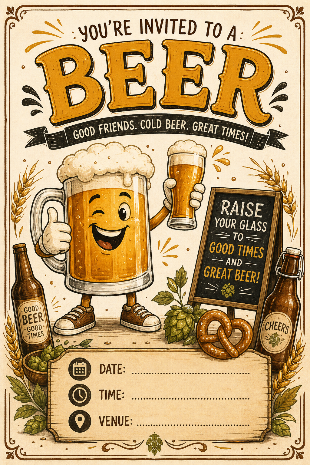 Beer Invitation — illustration style invitation card