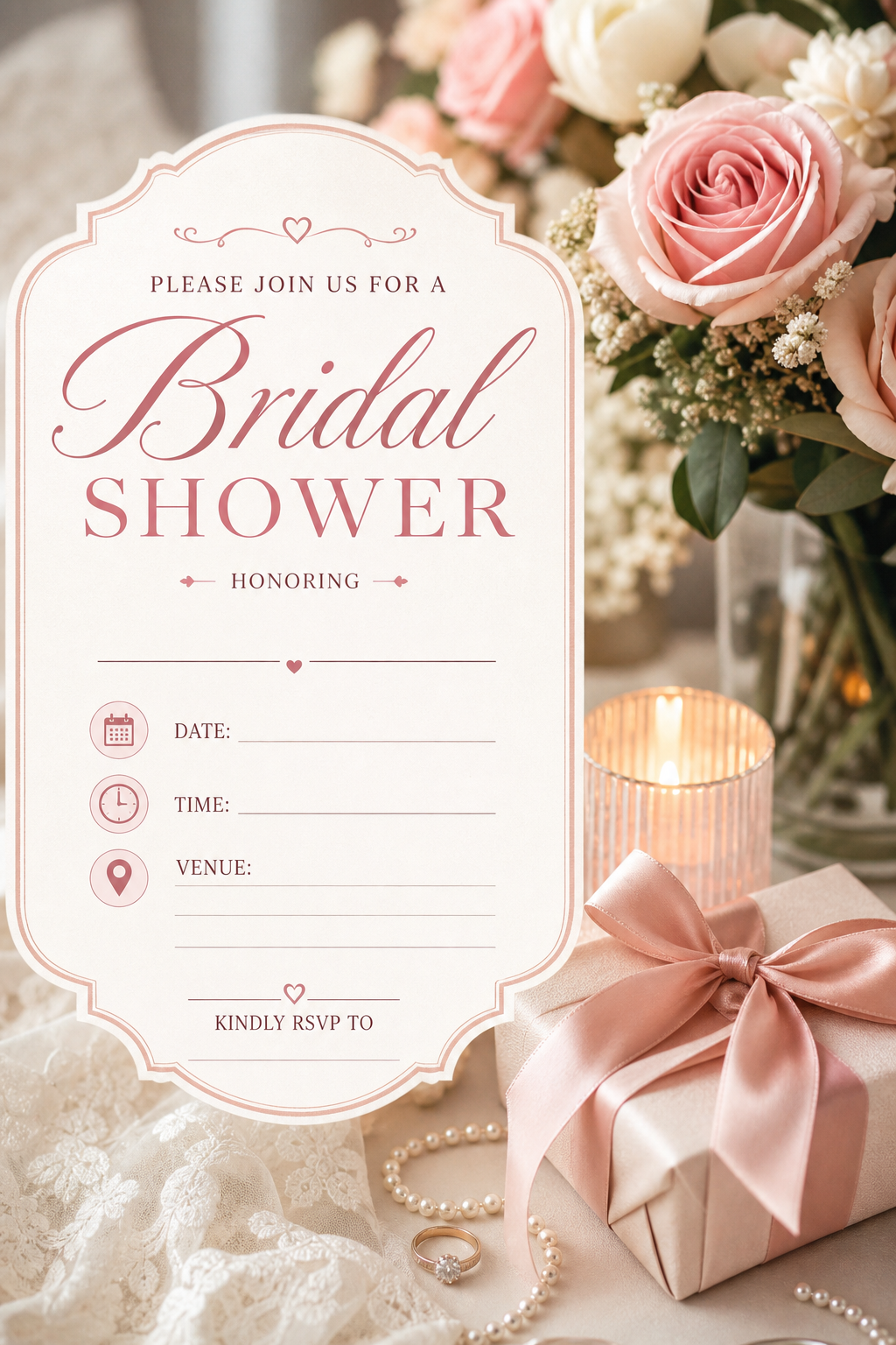 Bridal Shower Invitation — photo-realistic style invitation card