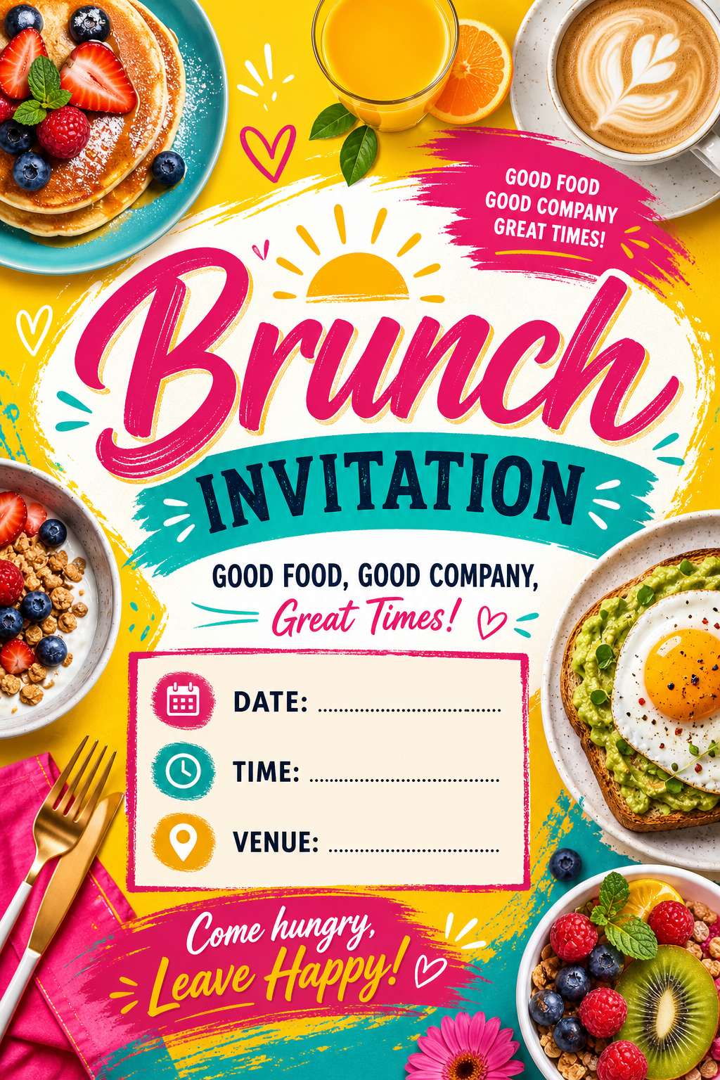 Brunch Invitation — vibrant style invitation card