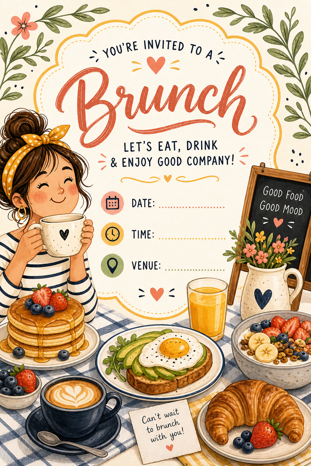 Brunch Invitation — illustration style invitation card