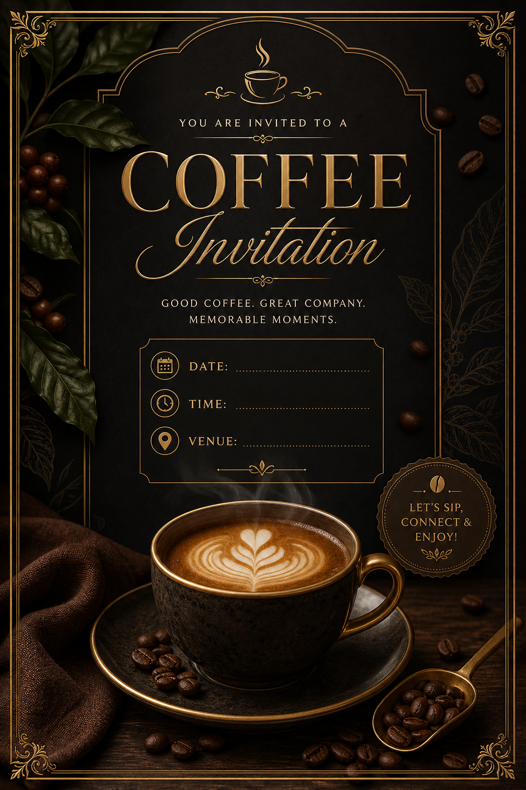 Coffee Invitation — elegant style invitation card