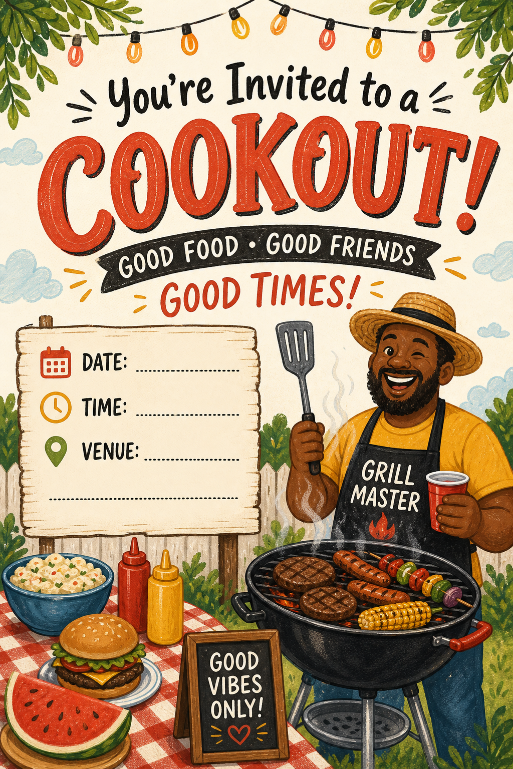 Cookout Invitation — illustration style invitation card