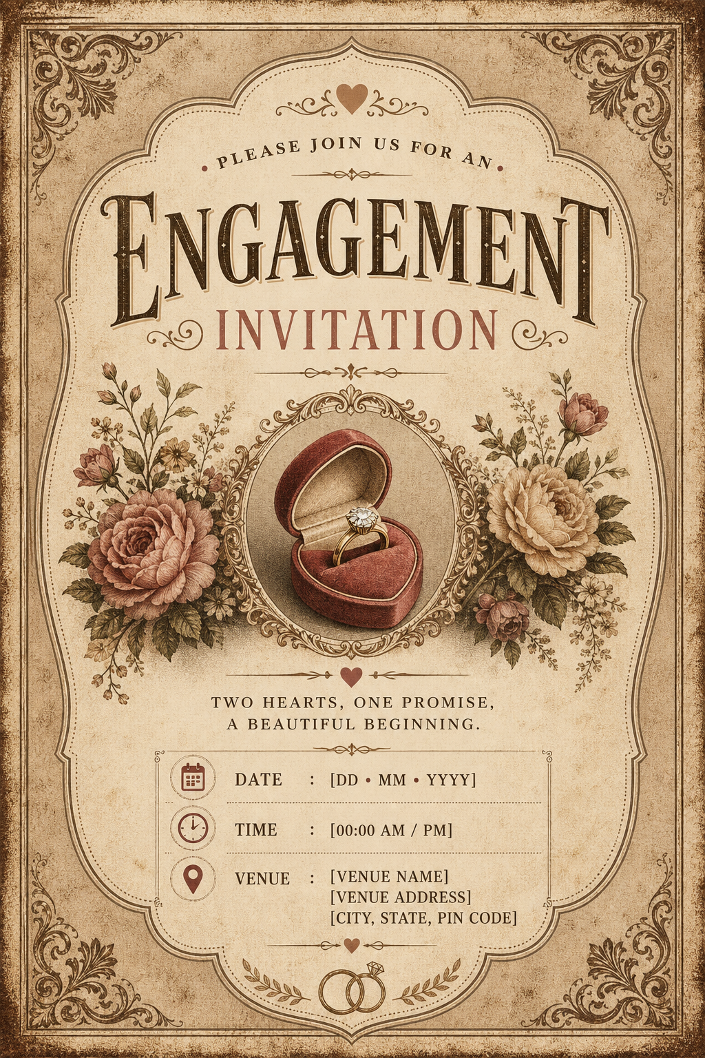 Engagement Invitation — vintage style invitation card