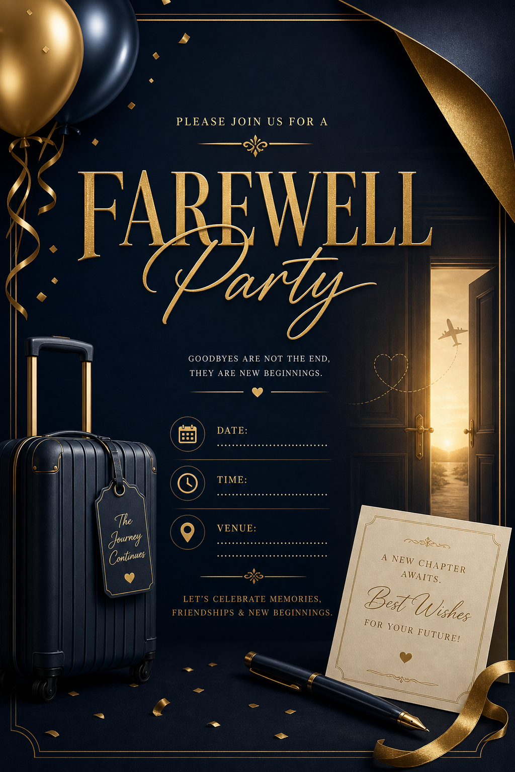 Farewell Party — elegant style invitation card