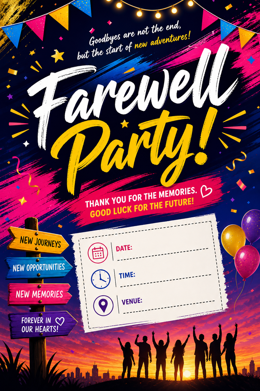 Farewell Party — vibrant style invitation card