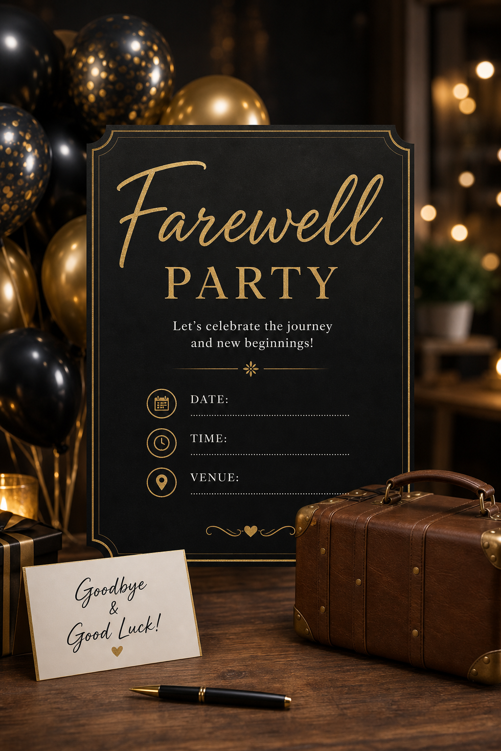 Farewell Party — photo-realistic style invitation card