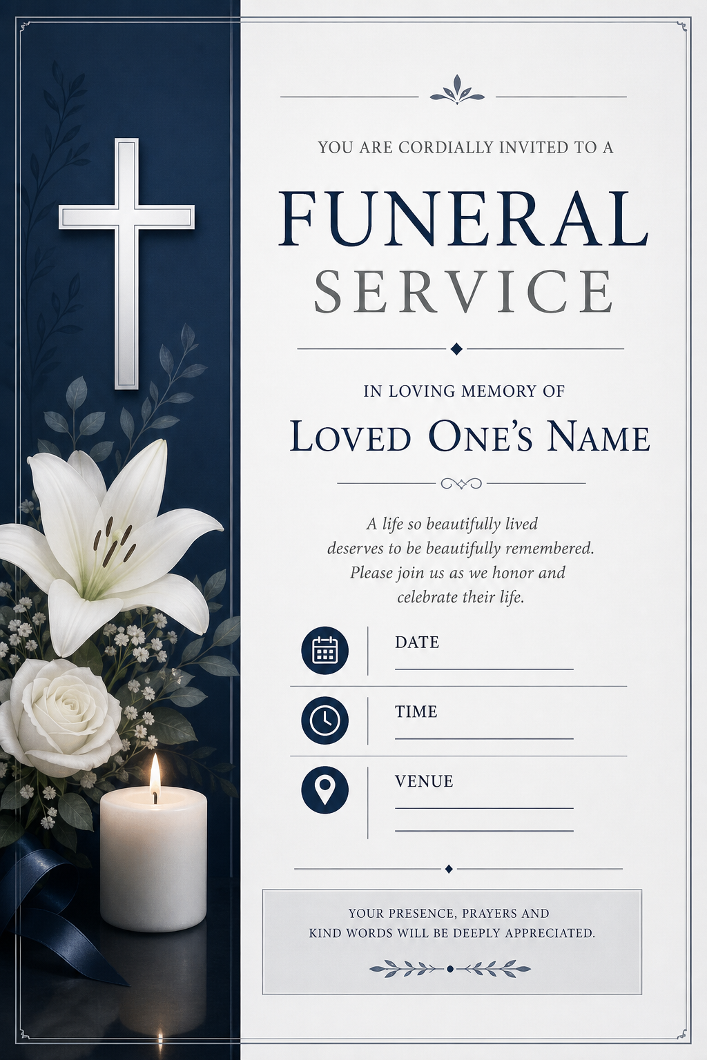Funeral Invitation — corporate style invitation card