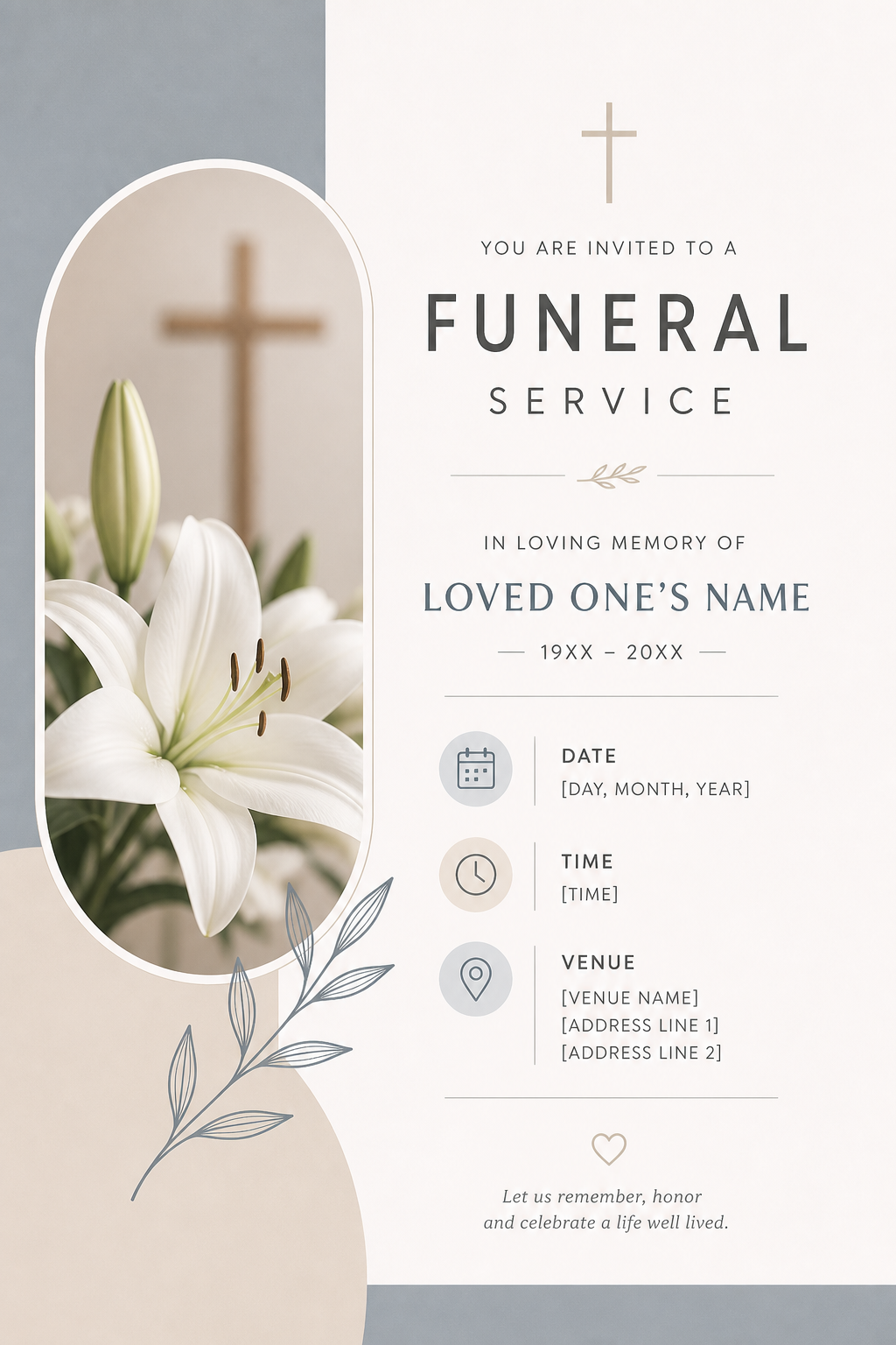 Funeral Invitation — modern style invitation card