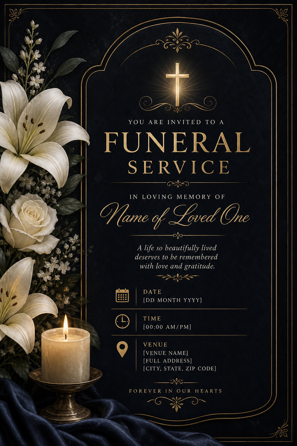 Funeral Invitation — elegant style invitation card