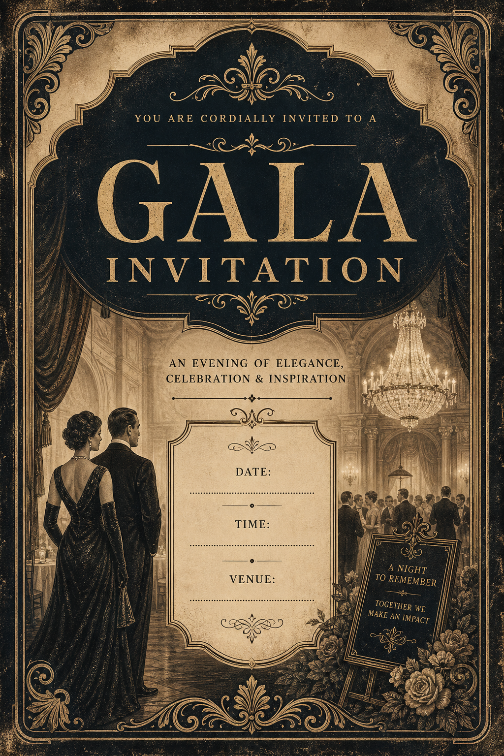 Gala Invitation — vintage style invitation card