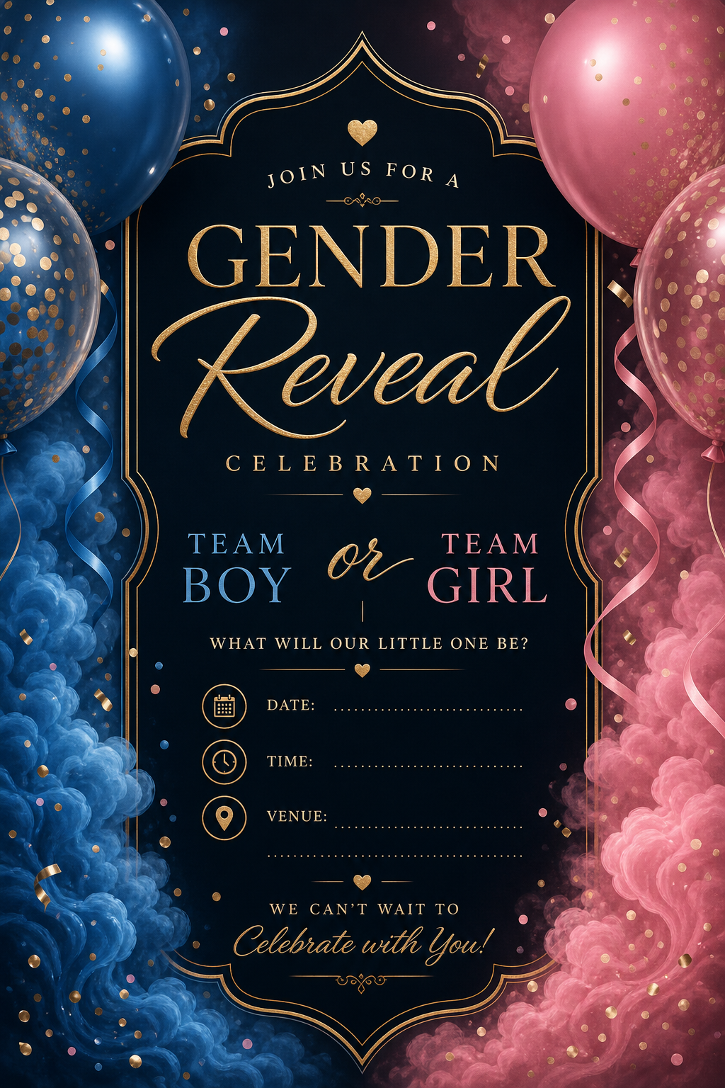Gender Reveal Invitation — elegant style invitation card