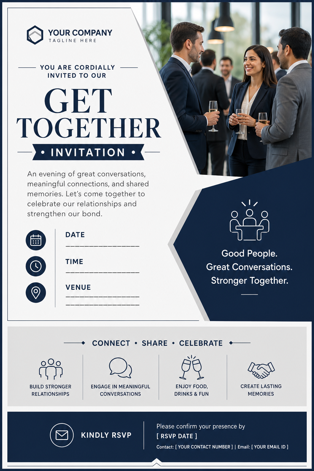 Get Together Invitation — corporate style invitation card