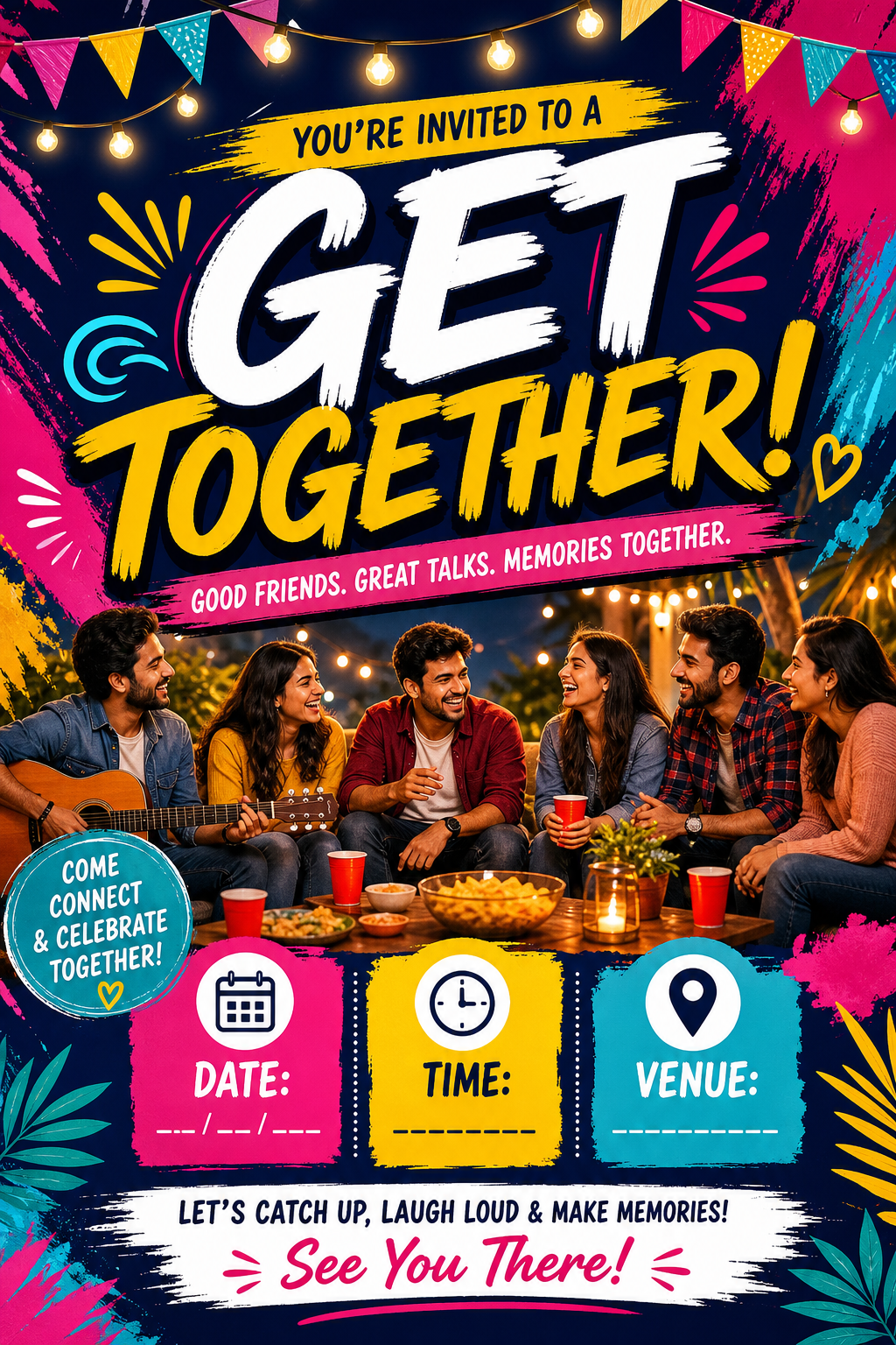 Get Together Invitation — vibrant style invitation card