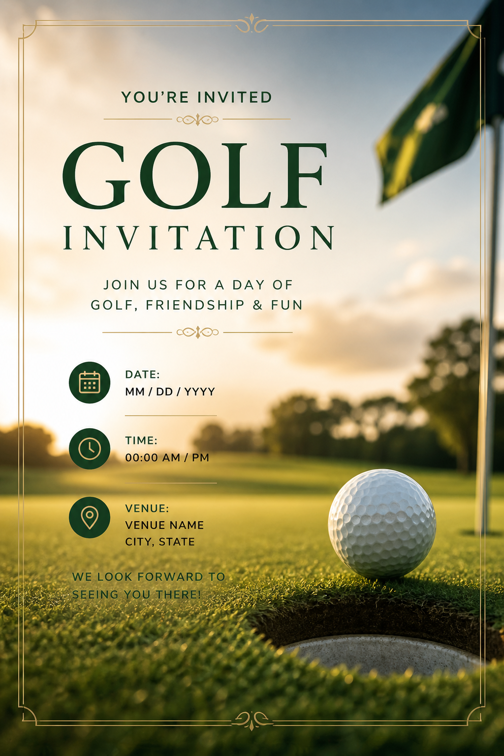 Golf Invitation — photo-realistic style invitation card
