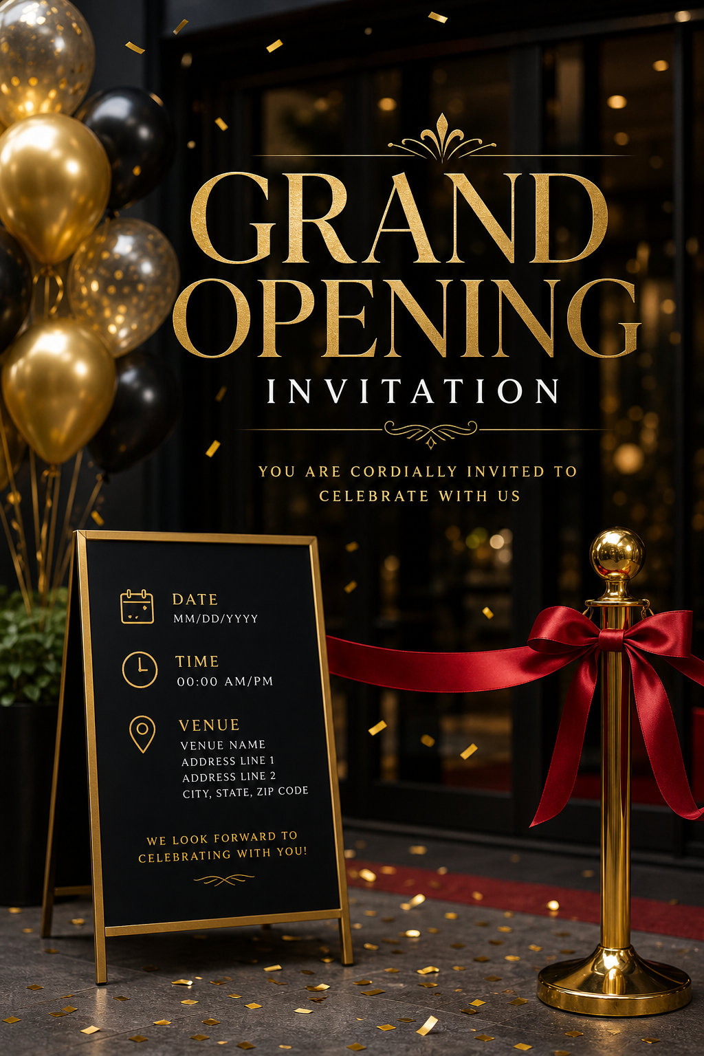 Grand Opening Invitation — photo-realistic style invitation card