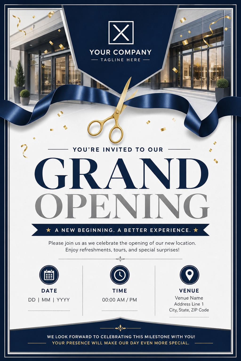 Grand Opening Invitation — corporate style invitation card
