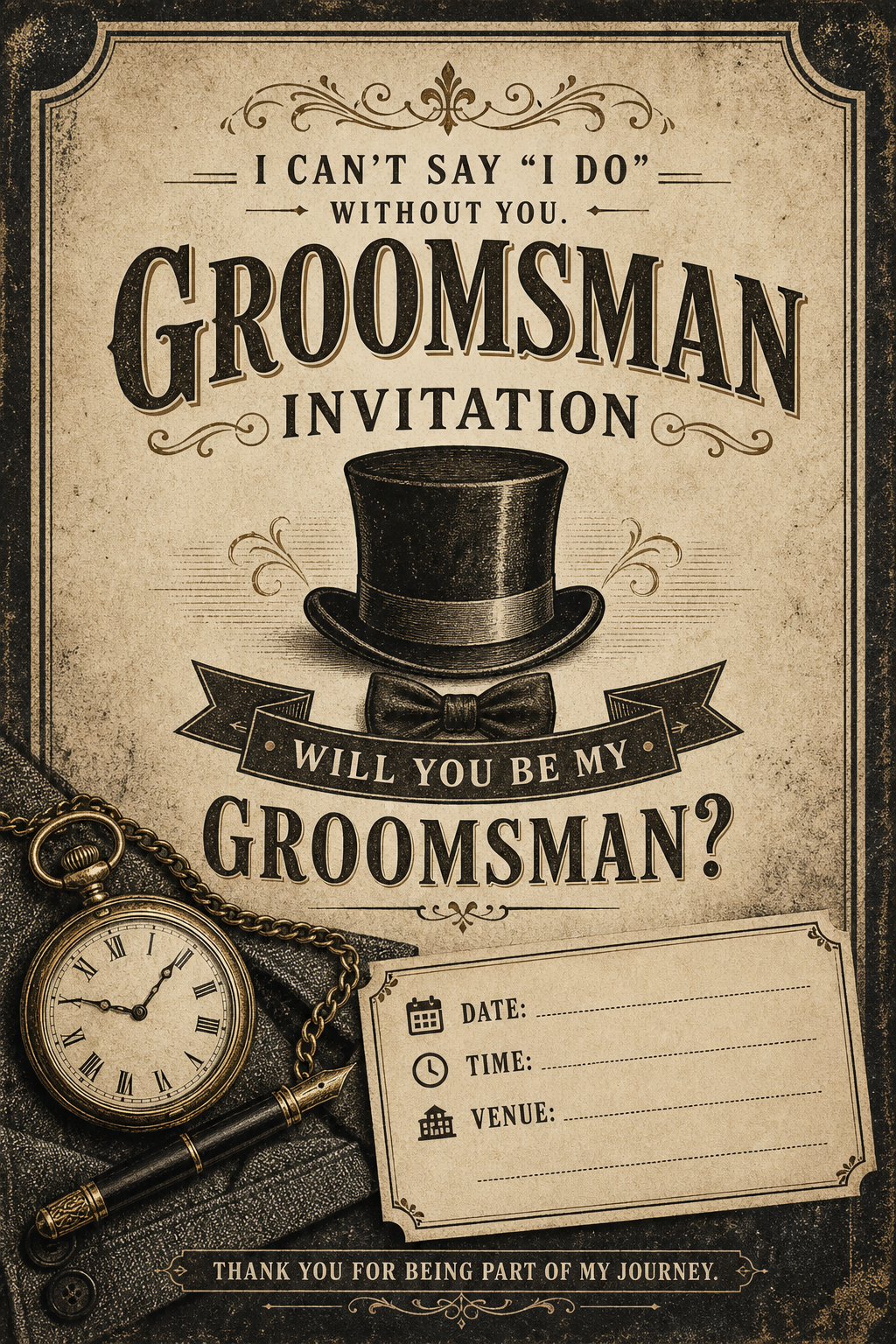 Groomsman Invitation — vintage style invitation card