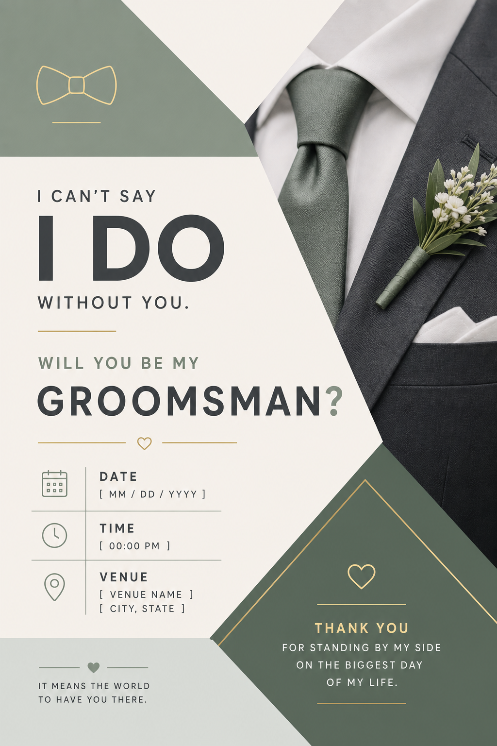 Groomsman Invitation — modern style invitation card