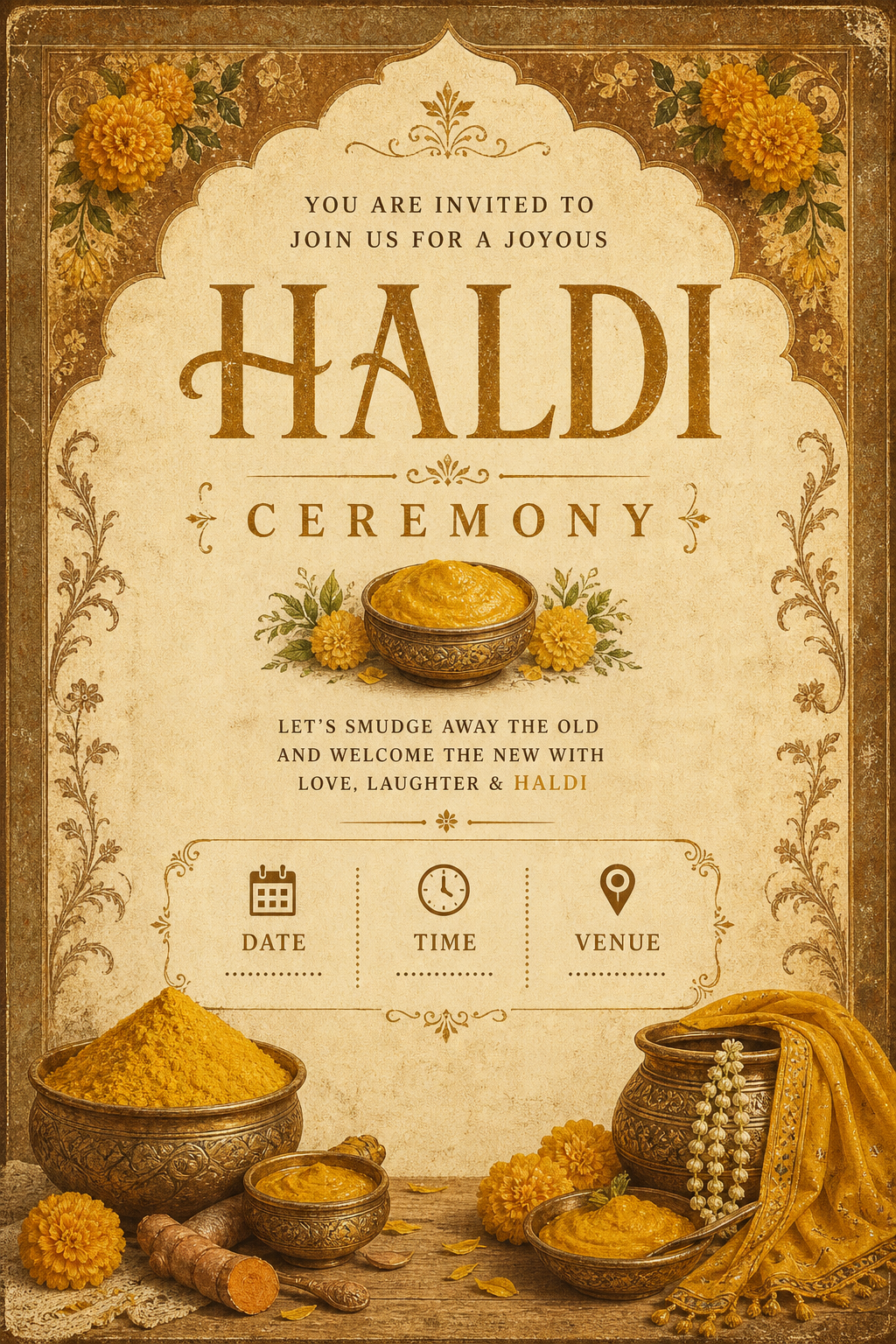 Haldi Invitation — vintage style invitation card