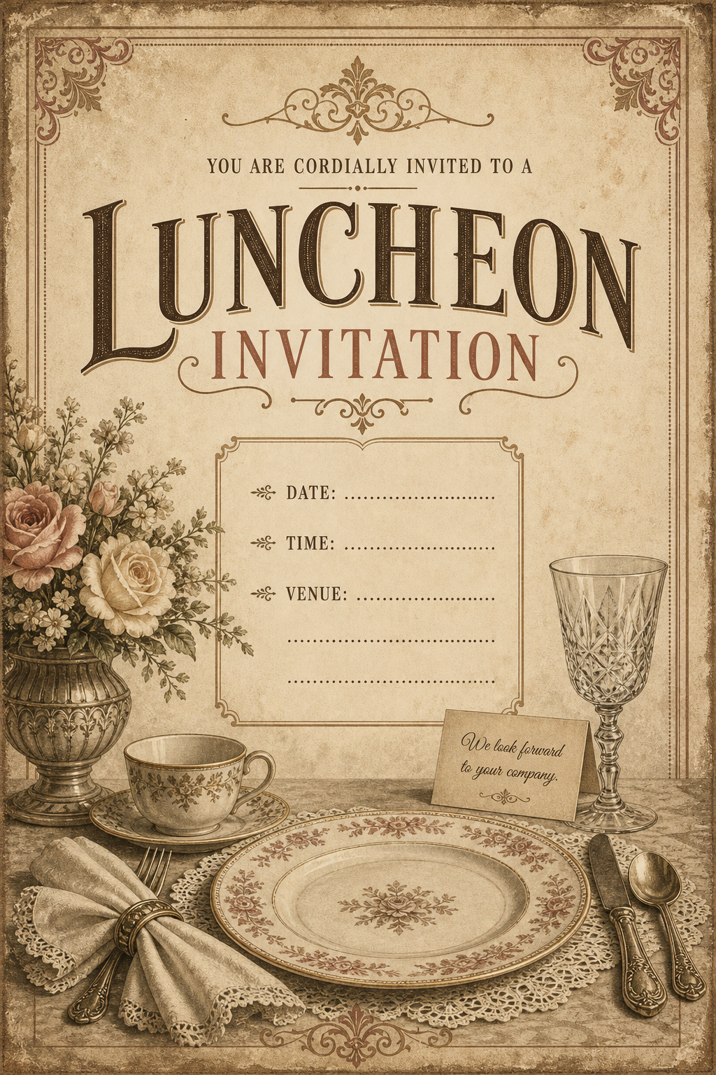 Luncheon Invitation — vintage style invitation card